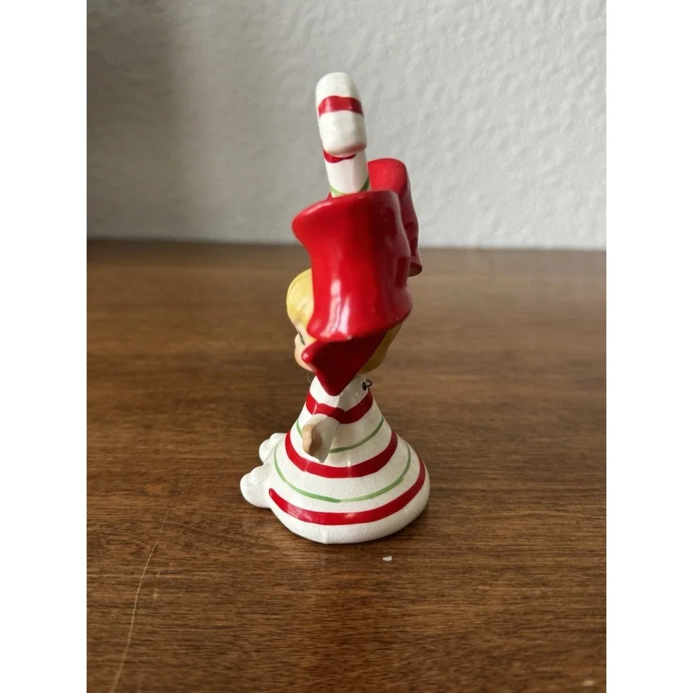 Vintage Lefton Christmas Angel and Candy Cane Bell Ornament